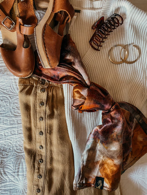 Autumn Elegance Custom Eco-Scarf: Limited-Edition Gold Base Eco-Silk